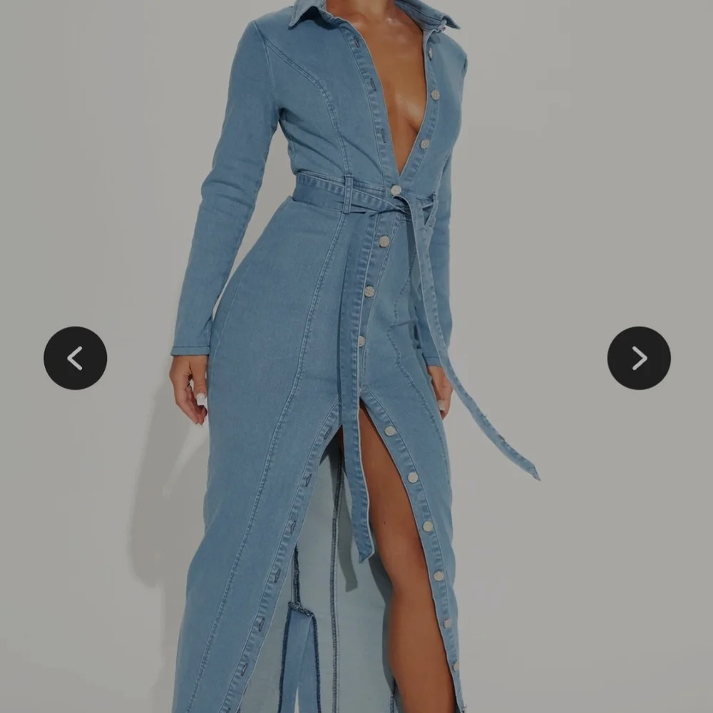 Fashion Nova Blue Denim Maxi Dress - Picture 3 of 6
